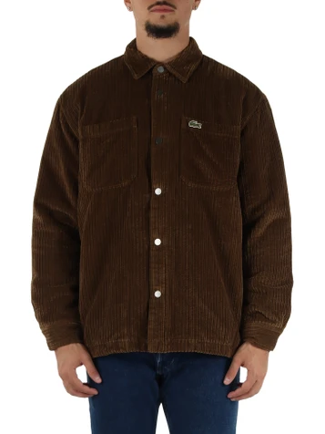 MARRONE | Overshirt imbottita in velluto a coste