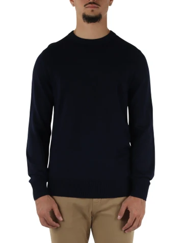BLU SCURO | Maglia girocollo in misto lana vergine