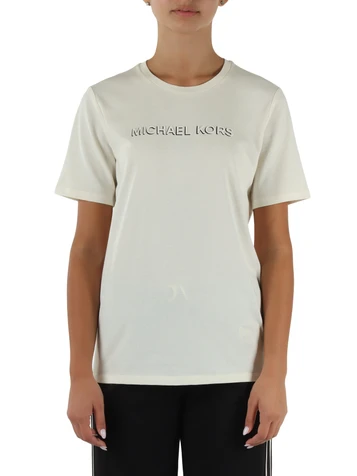 PANNA | T-shirt in cotone con scritta logo a rilievo
