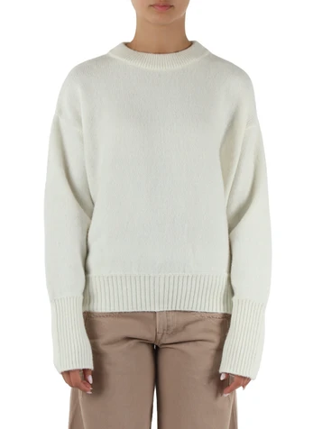 BIANCO | Maglia girocollo in misto lana e alpaca