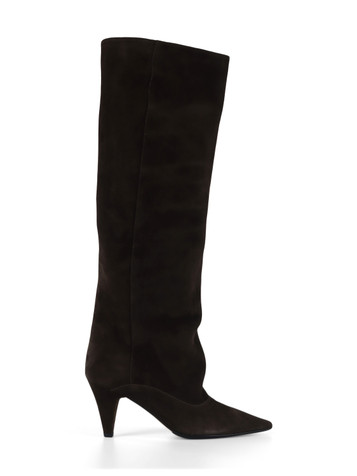 GRIGIO SCURO | Stivali in suede con tacco a cono