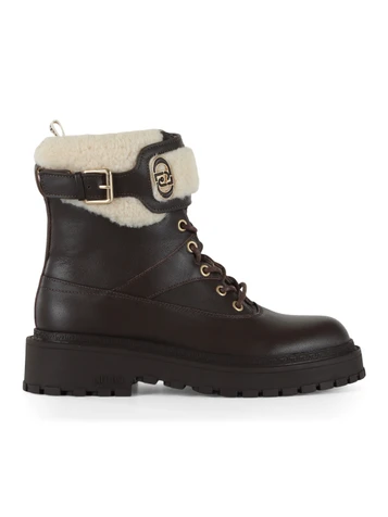 MARRONE | Anfibi in pelle ed ecopelliccia RUMI 45F