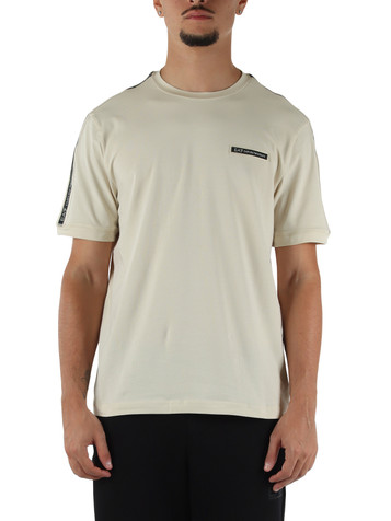 BEIGE | T-shirt in cotone stretch regular fit con patch logo