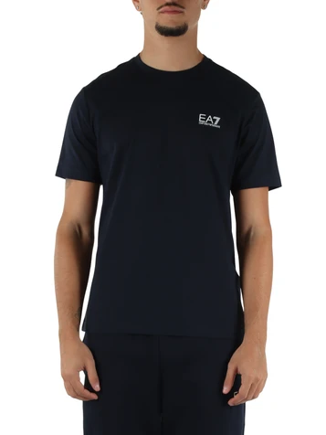 BLU SCURO | T-shirt in cotone slim fit con stampa logo a rilievo