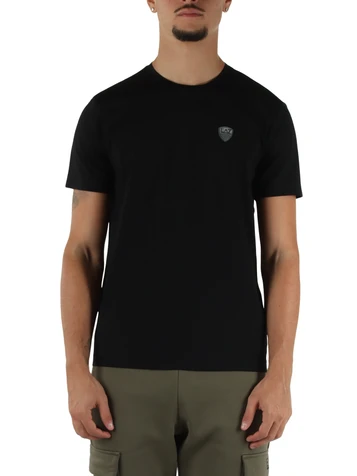 NERO | T-shirt slim fit in misto viscosa con patch logo