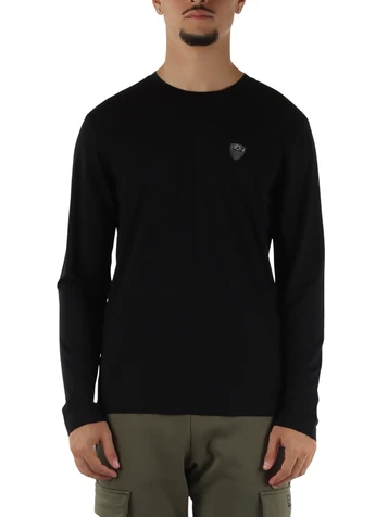 NERO | T-shirt slim fit manica lunga in misto viscosa