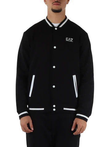 NERO | Felpa regular fit modello bomber in misto cotone