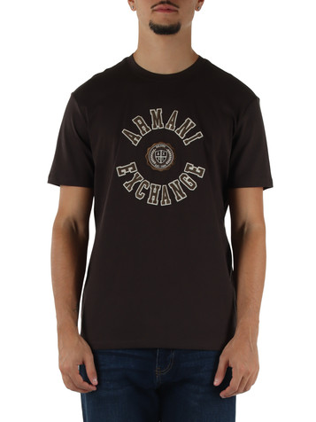 MARRONE | T-shirt regular fit in cotone con ricamo logo