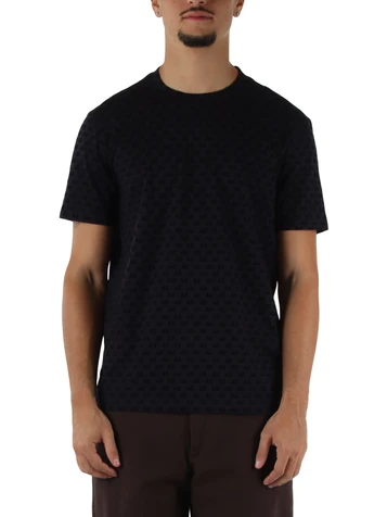 BLU SCURO | T-shirt regular fit in cotone con motivo logo flock
