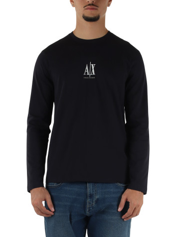 BLU SCURO | T-shirt slim fit in cotone con manica lunga
