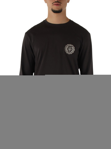 GRIGIO SCURO | T-shirt regular fit in cotone con manica lunga
