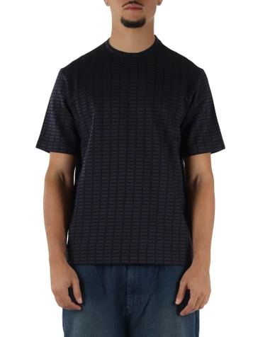 BLU | T-shirt in cotone con lavorazione jacquard