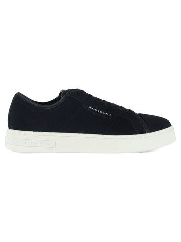 BLU SCURO | Sneakers in suede con scritta logo impressa