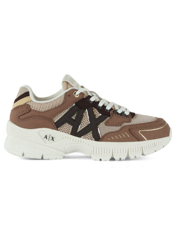 MARRONE CHIARO | Sneakers in tessuto ed eco suede con patch logo