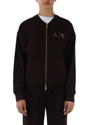 MARRONE | Felpa con zip in misto viscosa