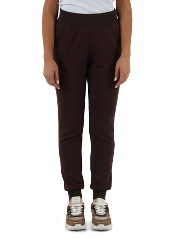 MARRONE | Pantaloni sportivi in misto viscosa con ricamo logo