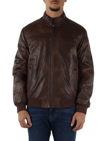 MARRONE | Piumino in pelle FIONIA TT