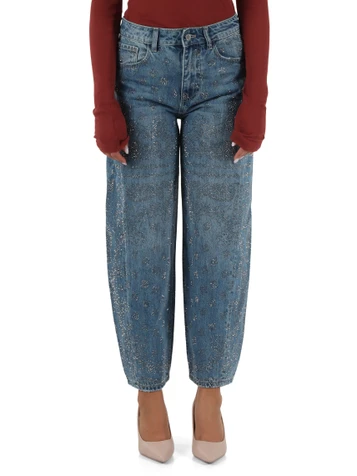 BLU CHIARO | THE GIGI HADID EDIT: Pantalone jeans balloon con strass