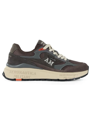 GRIGIO SCURO | Sneakers in suede e tessuto con placca logo