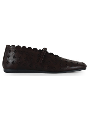 marrone scuro | Ballerine in pelle con cinturino