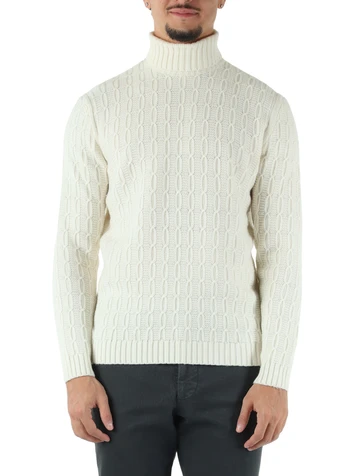 avorio | Maglia collo alto FLAVIO in misto lana, viscosa e cashmere
