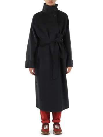 GRIGIO SCURO | Cappotto lungo in panno di lana LORA