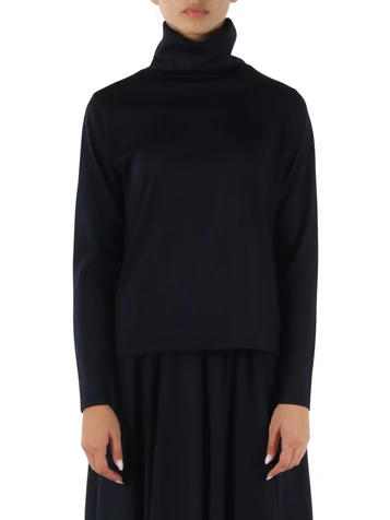 BLU SCURO | T-shirt collo alto in lana vergine