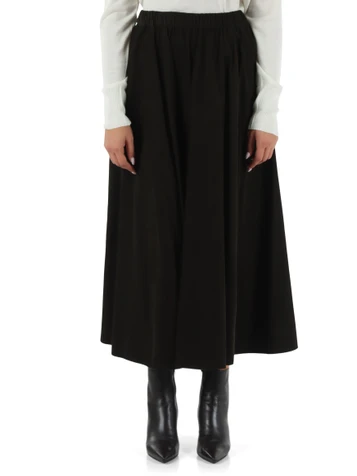 marrone scuro | Gonna midi in velluto di cotone 2000 righe