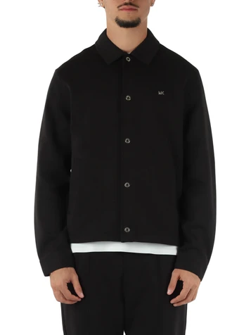 NERO | Overshirt in misto cotone con placca logo frontale