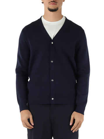 BLU SCURO | Cardigan in misto lana merino e cotone GARDEN WOOL