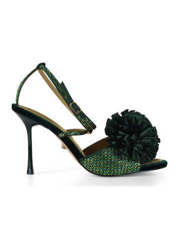 VERDE | Sandali POM con strass all over