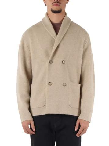 BEIGE | Giacca cardigan doppiopetto in cashmere