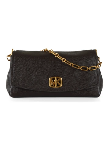 marrone scuro | Borsa a spalla in pelle martellata BRYANT Large