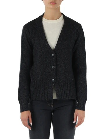 GRIGIO SCURO | Cardigan in misto lana merino e lurex