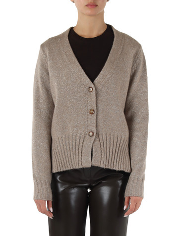 BEIGE | Cardigan in misto lana merino e lurex