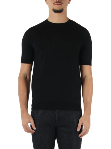 NERO | Maglia girocollo a maniche corte in misto lana
