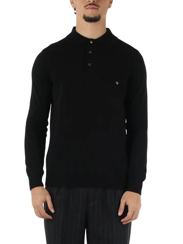 NERO | Maglia collo a polo in misto lana e cashmere