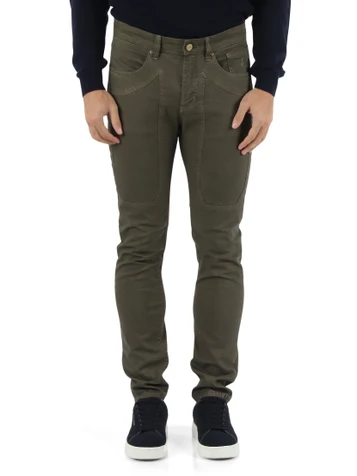 VERDE SCURO | Pantaloni cinque tasche JOHN Slim fit in twill