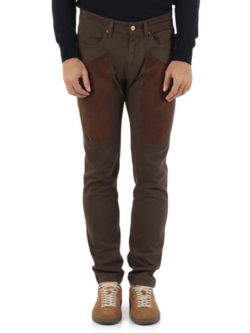 MARRONE | Pantaloni JOHN Slim fit con patte in Alcantara