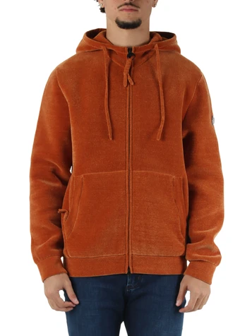ARANCIONE | Giacca felpa in ciniglia con cappuccio e zip