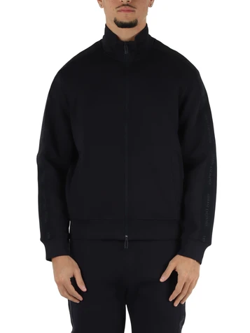 BLU SCURO | Felpa con zip in misto cotone