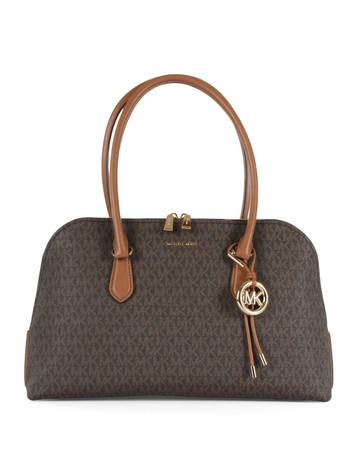 MARRONE | Borsa a spalla stampa logo SHAYE Large
