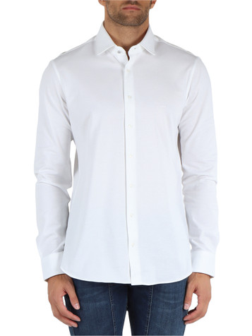 BIANCO | Camicia slim fit in cotone piquet