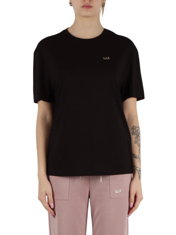 NERO | T-shirt in misto viscosa con placca logo frontale NERO | T-shirt in misto viscosa con placca logo frontale