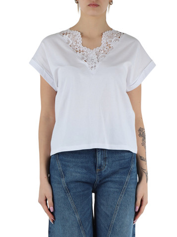 BIANCO | T-shirt in cotone con inserti in pizzo BIANCO | T-shirt in cotone con inserti in pizzo