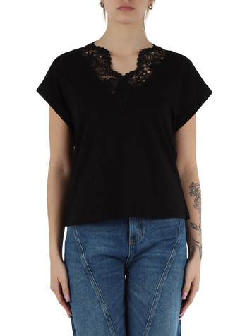 NERO | T-shirt in cotone con inserti in pizzo NERO | T-shirt in cotone con inserti in pizzo