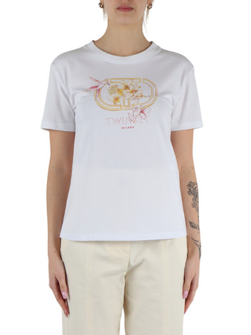 BIANCO | T-shirt in cotone con stampa logo frontale BIANCO | T-shirt in cotone con stampa logo frontale