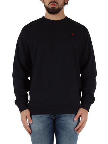 BLU SCURO | Felpa in cotone garzato con patch logo BLU SCURO | Felpa in cotone garzato con patch logo