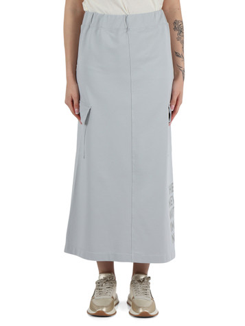 GRIGIO CHIARO | Gonna midi in cotone con tasche cargo