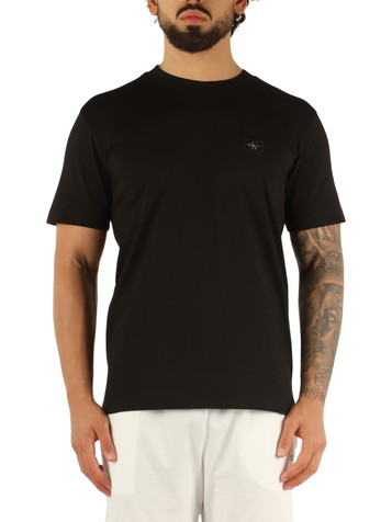 NERO | T-shirt in cotone con patch logo frontale